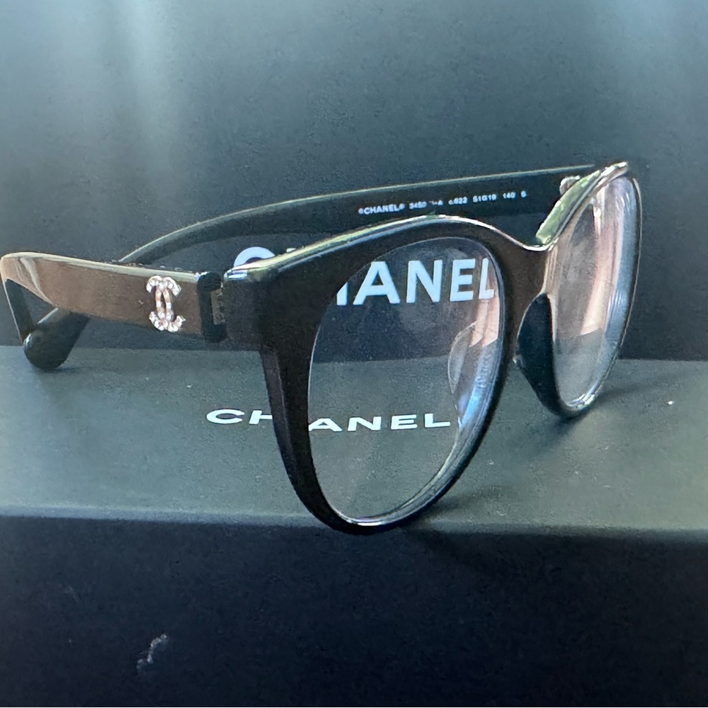 Chanel Black Eyewear Frame eyeglasses, crystal logo - Picture 12 of 16